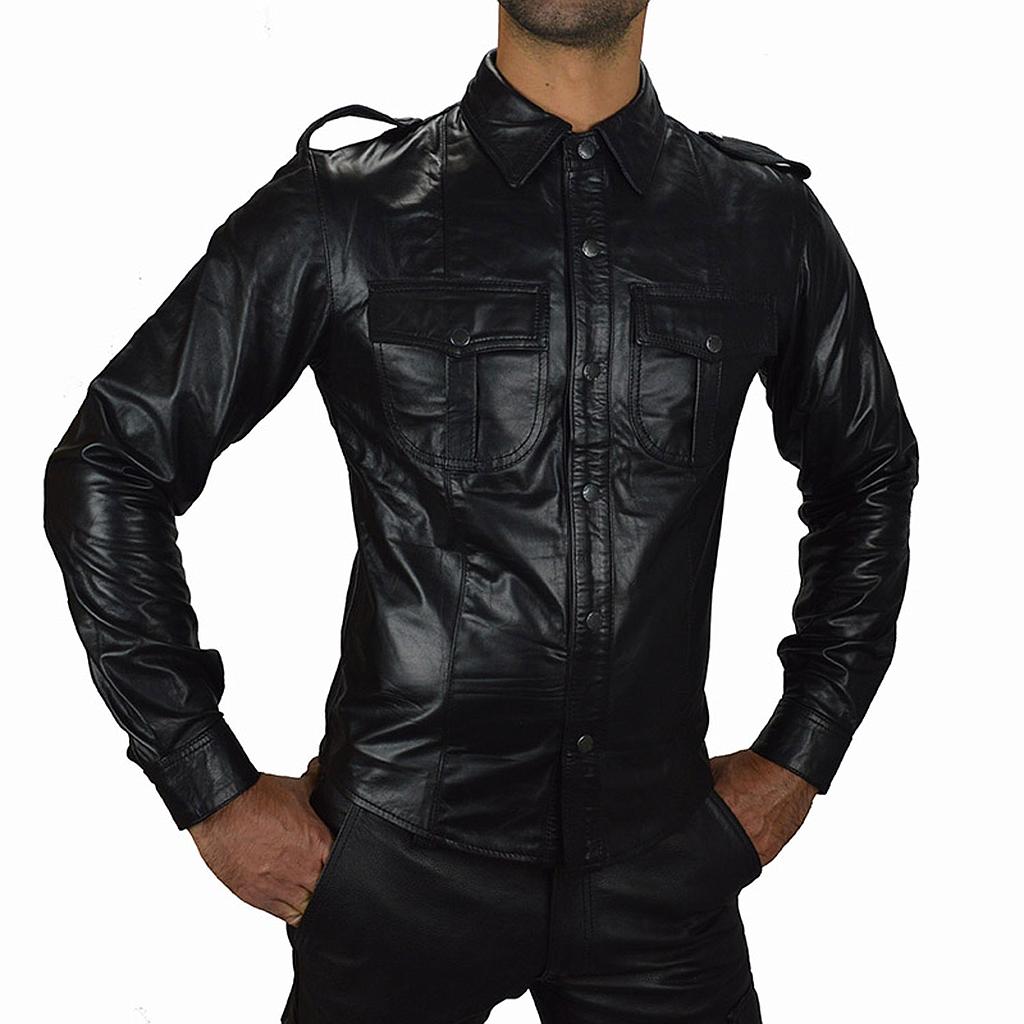 GAYT*GEAR LEATHER SHIRT LONG SLEEVE POLICE 