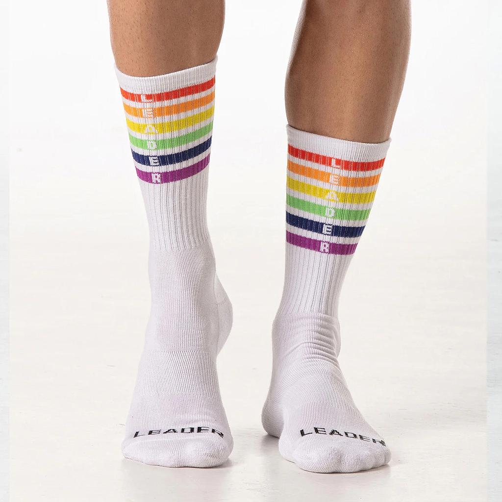 LEADER PRIDE STRIPES CREW SOCKS