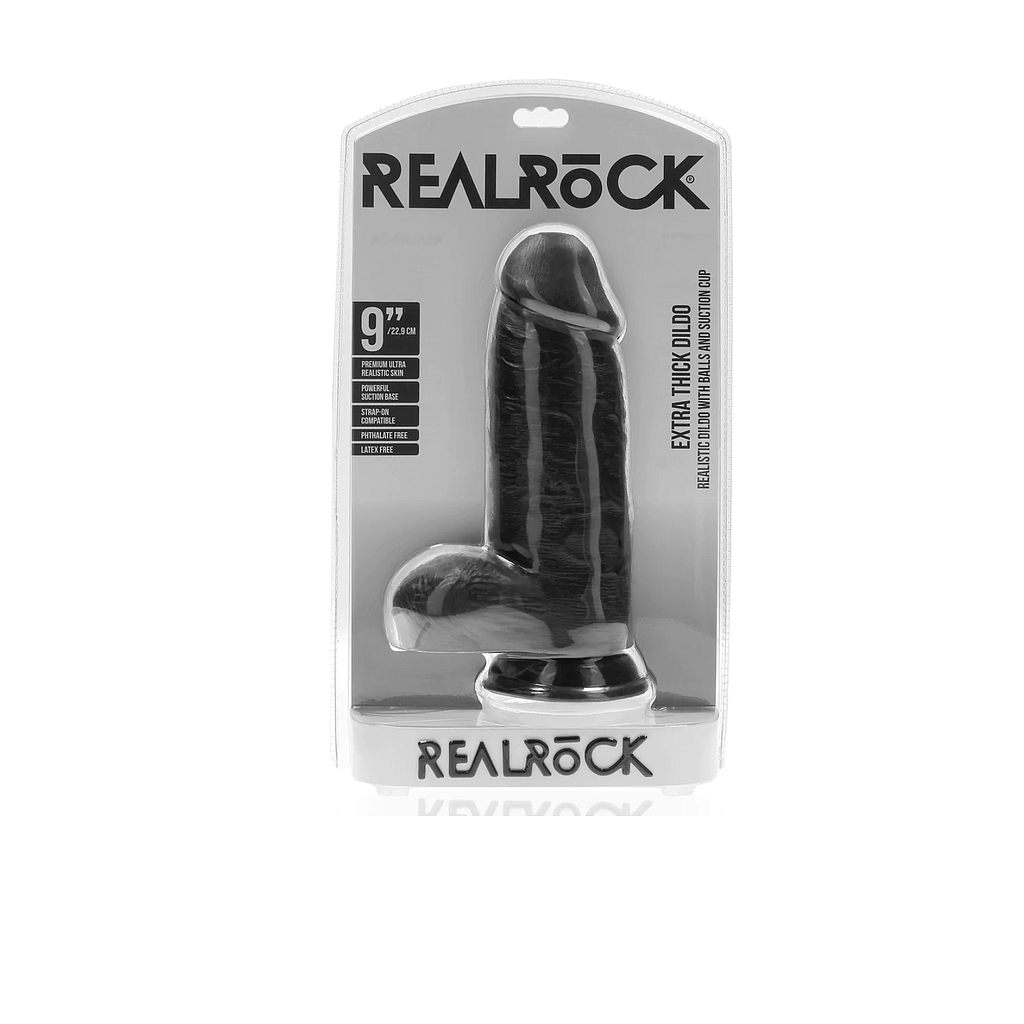 REAL ROCK EXTRA THICK DILDO W/BALLS 23cm