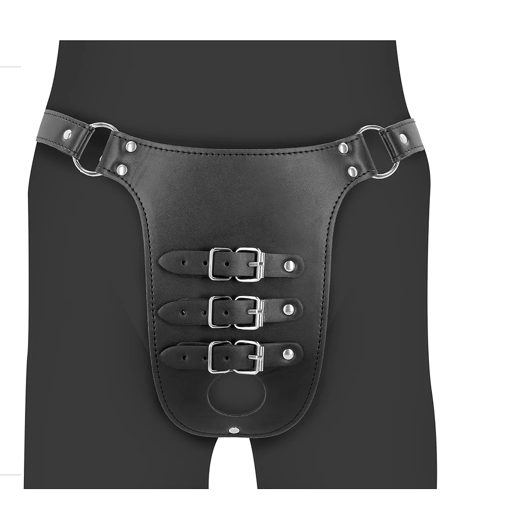 OUCH PU LEATHER CHASTITY BELT W/ STRAPS