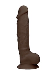 [2100000310210] REAL ROCK DILDO W/BALLS 22.8CM BROWN