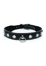 [2100000326884] BLING VIXEN LEATHER CHOKER W/ RHINESTONES