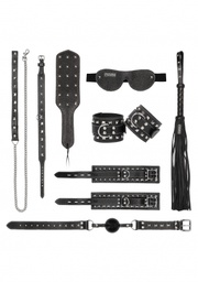 [2100000300563] PAIN 7 PIECE LEATHER STUDDED BONDAGE KIT